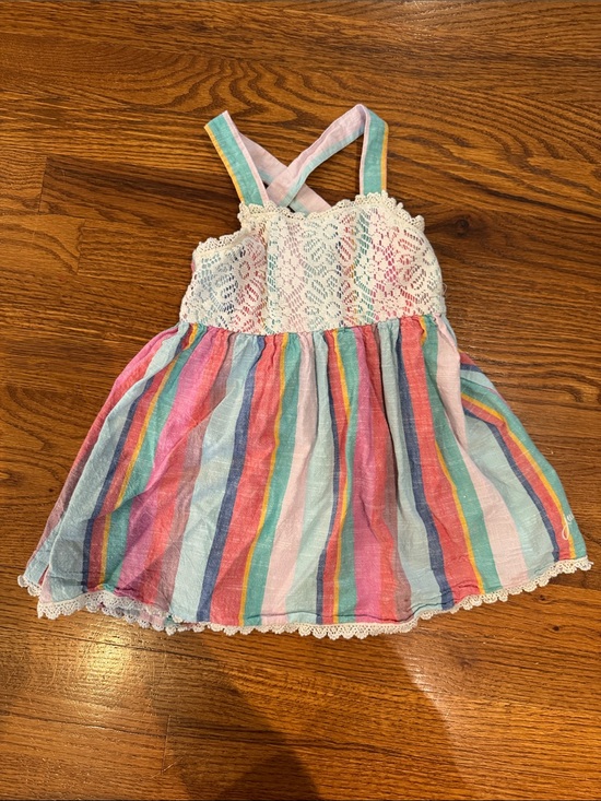 Juicy Couture Other - Juicy Couture Pastel Rainbow Striped Lace Sundress - Pink, Blue, Green
